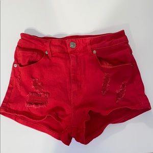 Red booty shorts